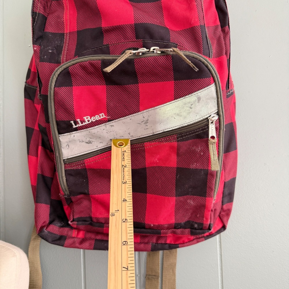 LL Bean Deluxe Book Pack Backpack Red Lap Top Buffalo Plaid 236564 Unisex- READ - Picture 5 of 13